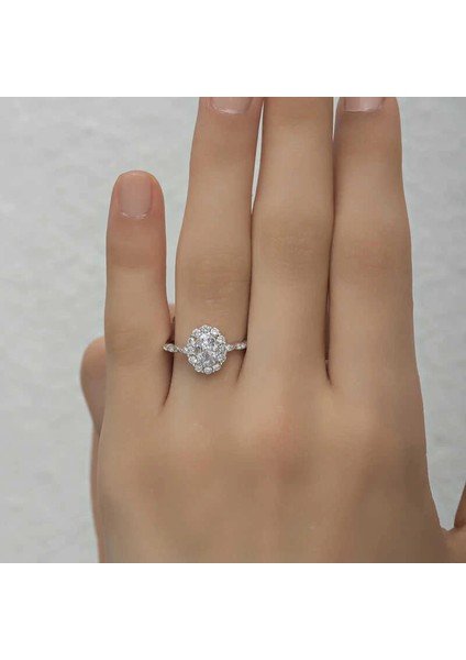 Gümüş Beyaz Oval Taşlı Kadın Yüzük indirimleri