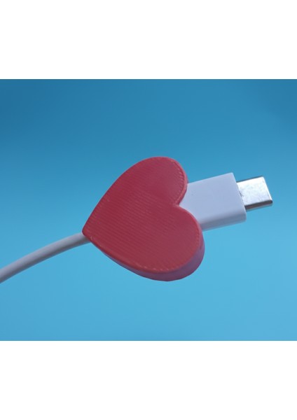 ❤️ Kablolarınız Aşkla Korunsun! - 4 Adet Kalp Şeklinde Type-C Kablo Koruyucu Seti - Şarj Kablosu Kırılma Önleyici Koruma Aparatı -Kırmızı Kalp