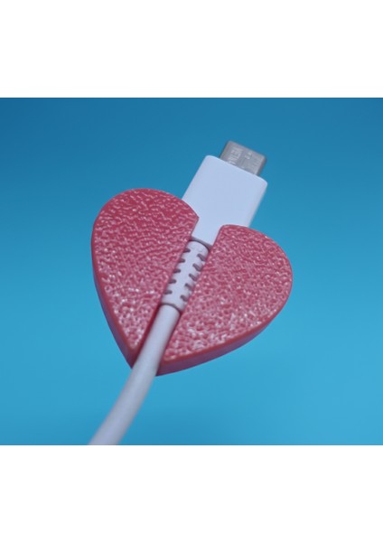 ❤️ Kablolarınız Aşkla Korunsun! - 4 Adet Kalp Şeklinde Type-C Kablo Koruyucu Seti - Şarj Kablosu Kırılma Önleyici Koruma Aparatı -Kırmızı Kalp