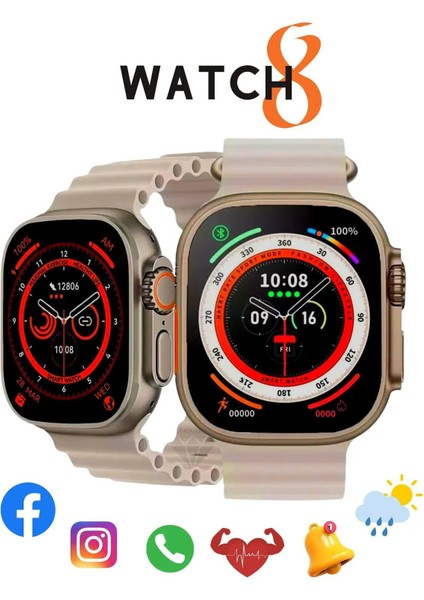 49MM Akıllı Saat, Android ve Ios Uyumlu, Bluetooth, Vidalı Kordon, Çok Fonksiyonlu