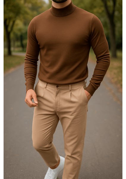 Erkek Yarım Balıkçı Ince Basic Triko Kazak