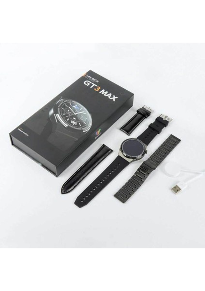 Siyah Gt3 Max Akıllı Saat, Şık ve Fonksiyonel Tasarım