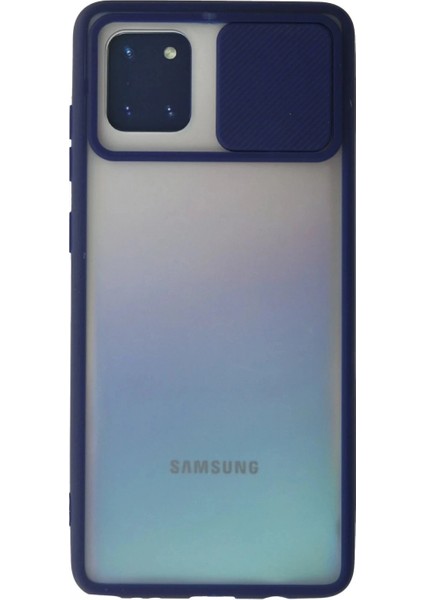 Samsung Galaxy A81 / Note 10 Lite Kılıf Palm Buzlu Kamera Sürgülü Silikon - Lacivert