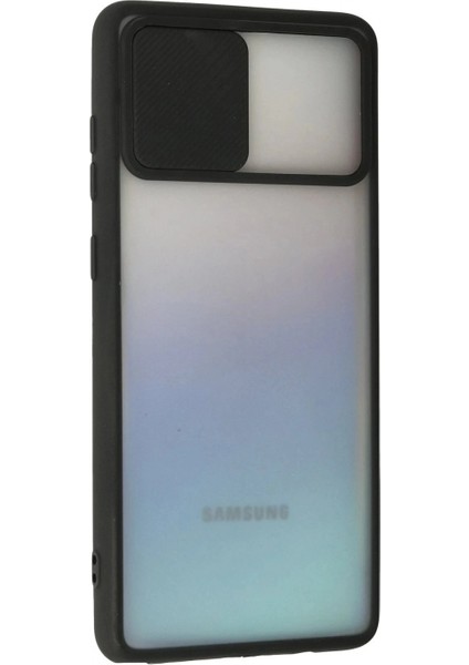 Samsung Galaxy A81 / Note 10 Lite Kılıf Palm Buzlu Kamera Sürgülü Silikon - Siyah modelleri