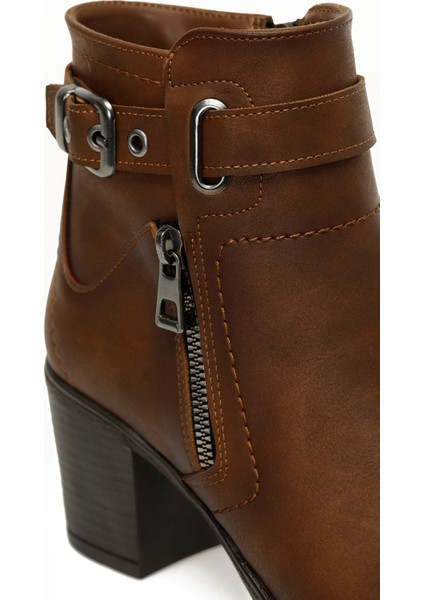 24K-1031 5pr Taba Kadın Topuklu Bot