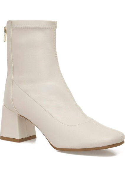24K-643 5pr Bej Kadın Topuklu Bot