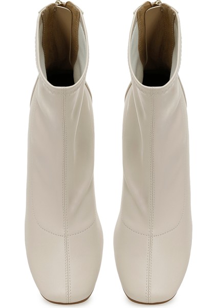 24K-643 5pr Bej Kadın Topuklu Bot