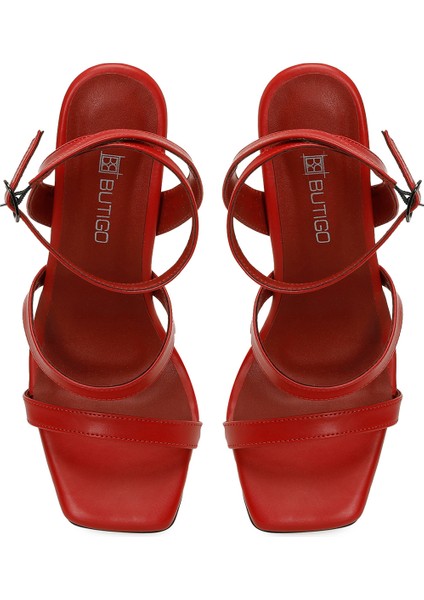 25S-218 5fx Kırmızı Kadın Topuklu Sandalet