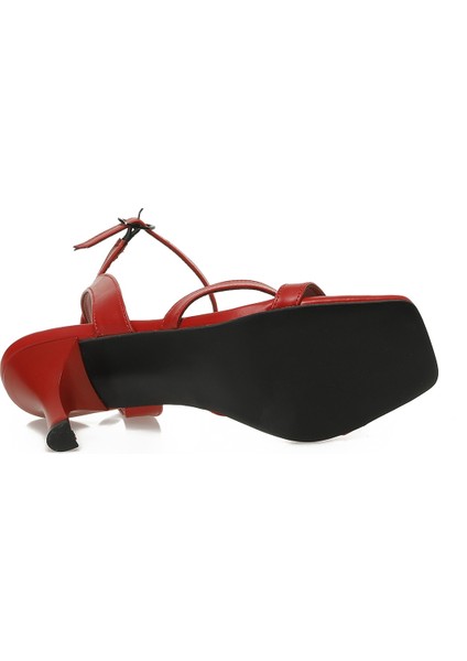 25S-218 5fx Kırmızı Kadın Topuklu Sandalet