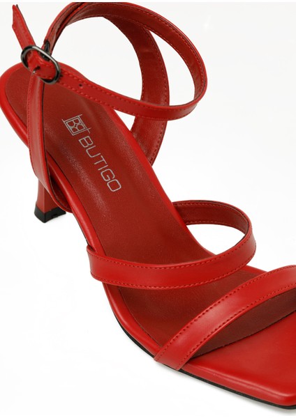 25S-218 5fx Kırmızı Kadın Topuklu Sandalet