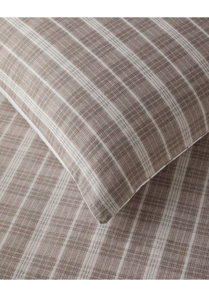 Glen Plaid Ipliği Boyalı Çift Kişilik Nevresim Takımı 200X220 cm Koyu Bej indirimleri