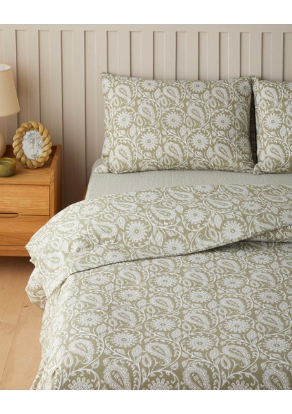 Ethnic Charm Kolay Ütülenir Tek Kişilik Nevresim Takımı 160X220 cm Yağ Yeşili fiyatları