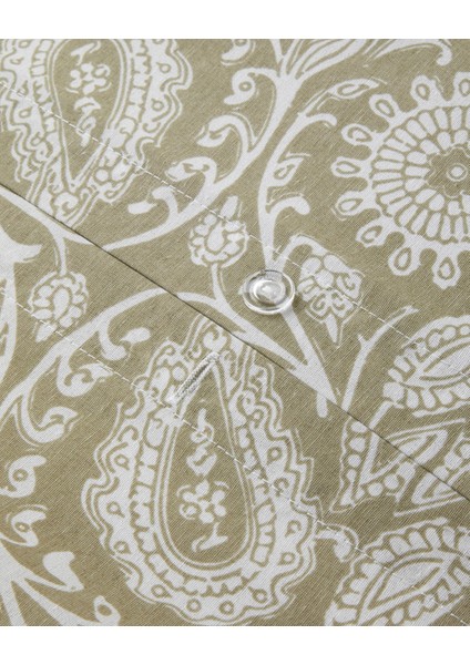 Ethnic Charm Kolay Ütülenir Tek Kişilik Nevresim Takımı 160X220 cm Yağ Yeşili