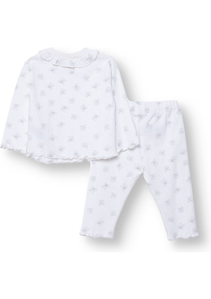Kız Bebek Uzun Kol Pijama Takımı Interlok Bisiklet Yaka Uzun Kol Reçme Paça fiyatları