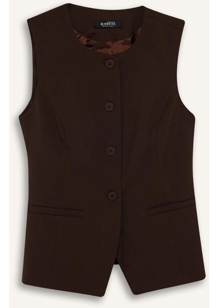 Regular Fit Bisiklet Yaka Düğmeli Yelek G1336AX25AU fiyatları