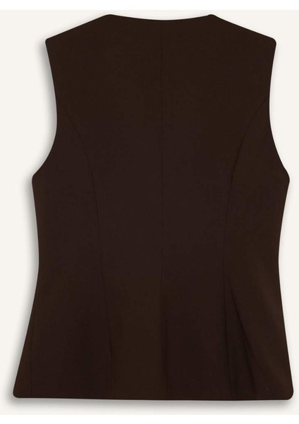 Regular Fit Bisiklet Yaka Düğmeli Yelek G1336AX25AU fırsatları