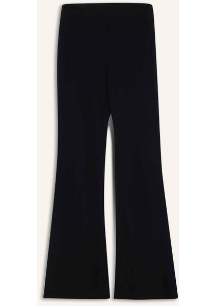 Fit Flare Fit Toprlayıcı Yüksek Bel İspanyol Paça Standart Boy Ribana Sporcu Pantolon F5040AX25WN