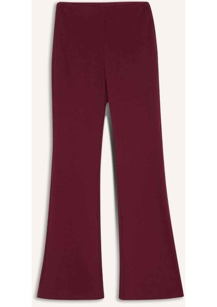 Fit Flare Fit Toprlayıcı Yüksek Bel İspanyol Paça Standart Boy Ribana Sporcu Pantolon F5040AX25WN