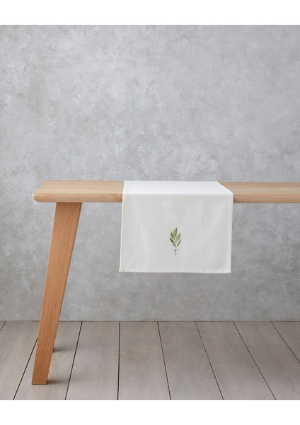 Serenika Pamuk Polyester Runner 40X140 cm Beyaz - Yeşil