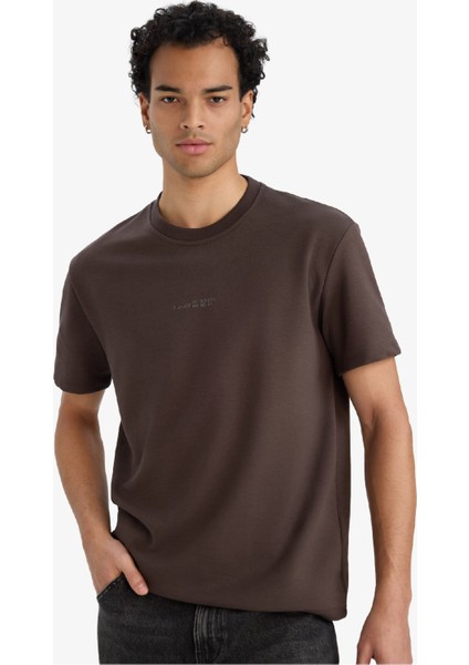 Regular Fit Bisiklet Yaka Baskılı Kısa Kollu Tişört F8590AX25AU