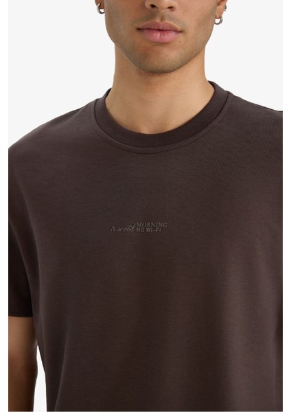 Regular Fit Bisiklet Yaka Baskılı Kısa Kollu Tişört F8590AX25AU indirimleri