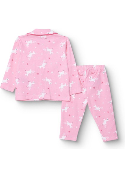 Kız Bebek Uzun Kol Pijama Takımı Interlok Gömlek Yaka Uzun Kol Reçme Paça fiyatları