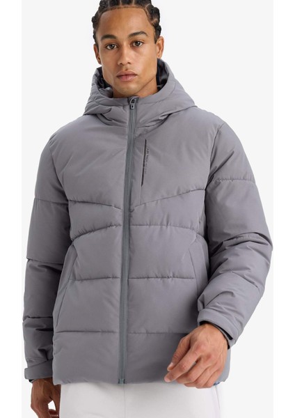 Fit Su Geçirmez Rüzgar Geçirmez Regular Fit Kapüşonlu Fermuarlı Cepli Kışlık Mont E9491AX25WN