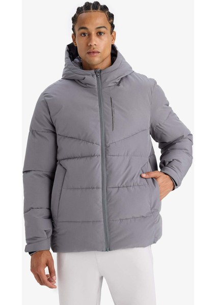 Fit Su Geçirmez Rüzgar Geçirmez Regular Fit Kapüşonlu Fermuarlı Cepli Kışlık Mont E9491AX25WN fırsatları