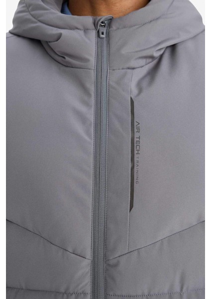 Fit Su Geçirmez Rüzgar Geçirmez Regular Fit Kapüşonlu Fermuarlı Cepli Kışlık Mont E9491AX25WN indirimleri