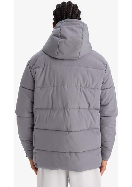 Fit Su Geçirmez Rüzgar Geçirmez Regular Fit Kapüşonlu Fermuarlı Cepli Kışlık Mont E9491AX25WN