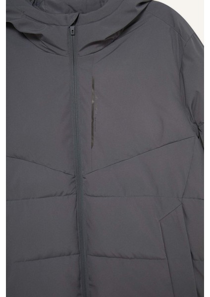 Fit Su Geçirmez Rüzgar Geçirmez Regular Fit Kapüşonlu Fermuarlı Cepli Kışlık Mont E9491AX25WN