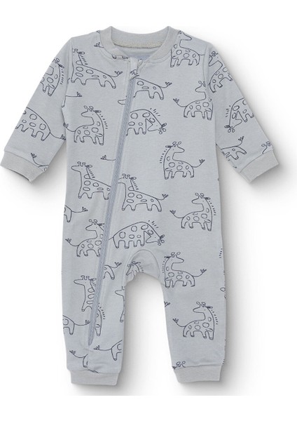 Erkek Bebek Patiksiz Tulum Interlok Bisiklet Yaka Uzun Kol Ribanalı Paça