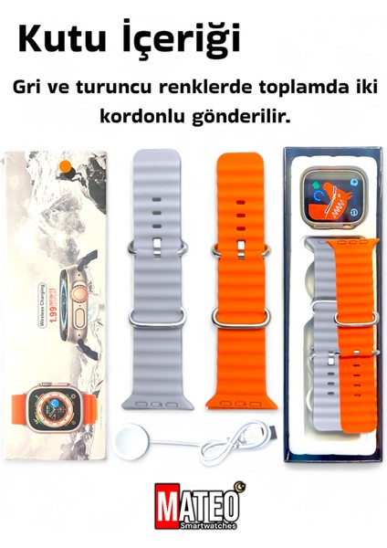 Gümüş Renkli 45MM Akıllı Saat, 1,99'' Tam Ekran, Tüm Telefonlara Uyum Sağlar fiyatları
