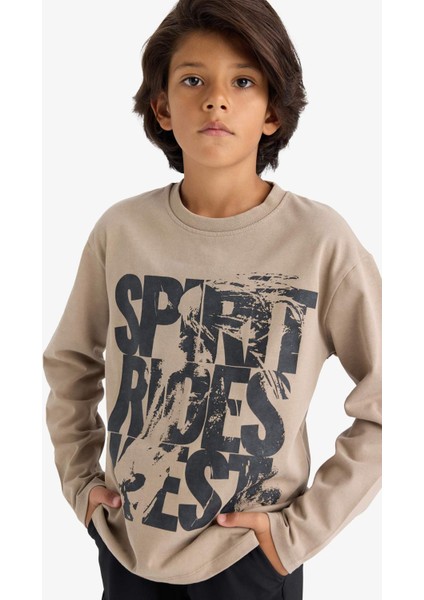 Erkek Çocuk Bisiklet Yaka Baskılı Uzun Kollu Tişört fırsatları