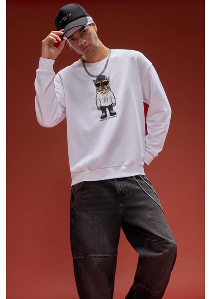 Boxy Fit Bisiklet Yaka Baskılı Sweatshirt E9331AX25AU modelleri