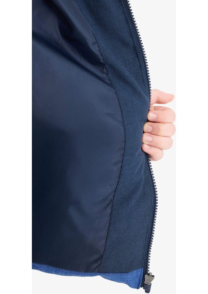 Erkek Çocuk Su Geçirmez Kapüşonlu Fermuarlı Şişme Mont