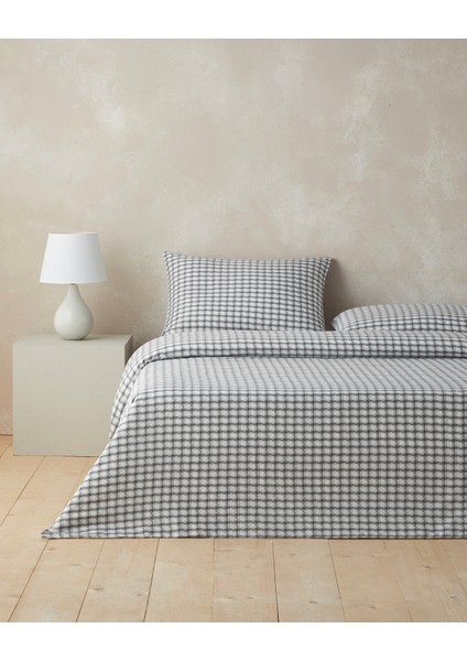 Swirl Check Ipliği Boyalı Tek Kişilik Nevresim Takımı 160X220 cm Siyah
