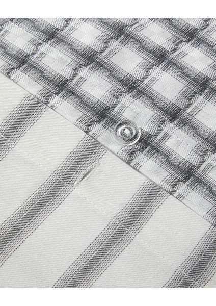 Swirl Check Ipliği Boyalı Tek Kişilik Nevresim Takımı 160X220 cm Siyah