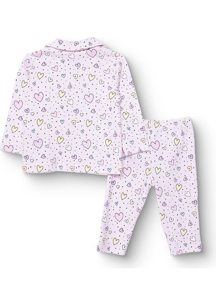 Kız Bebek Uzun Kol Pijama Takımı Interlok Gömlek Yaka Uzun Kol Reçme Paça fiyatları
