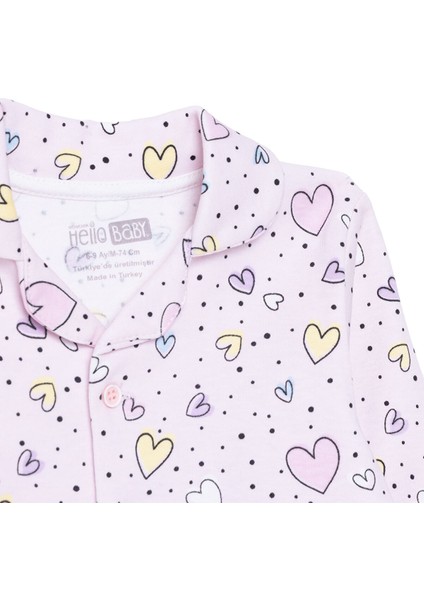 Kız Bebek Uzun Kol Pijama Takımı Interlok Gömlek Yaka Uzun Kol Reçme Paça modelleri