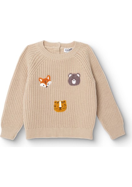 Erkek Bebek Woodland 2 Kazak Triko Bisiklet Yaka Uzun Kol