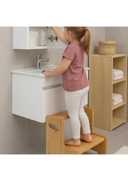 Ahşap Montessori Yükseltici Basamak Naturel modelleri