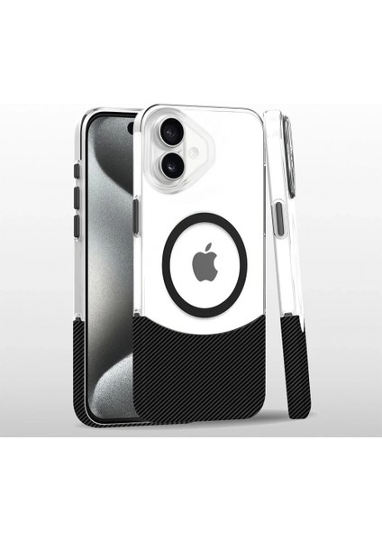 iPhone 16 Carbon Puzzle Magsafe Kapak - Siyah