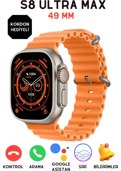 Turuncu Akıllı Saat 49MM 2.08 Inç Ultra Plus S8 Ultra Max 2023