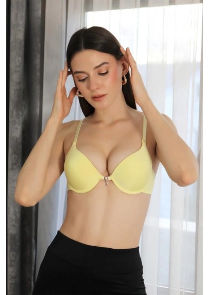 Kadın Destekli Balenli Taş Detaylı Sütyen Sarı fiyatları