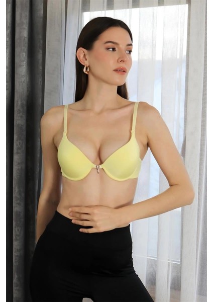 Kadın Destekli Balenli Taş Detaylı Sütyen Sarı fırsatları