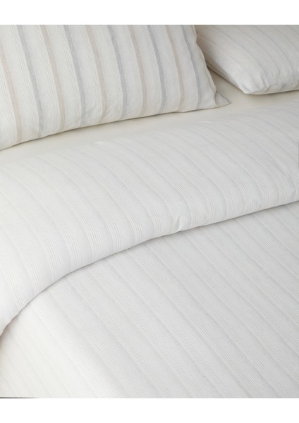 Glint Stripes Ipliği Boyalı Tek Kişilik Nevresim Takımı 160X220 cm Bej-Gri modelleri