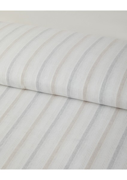 Glint Stripes Ipliği Boyalı Tek Kişilik Nevresim Takımı 160X220 cm Bej-Gri fırsatları