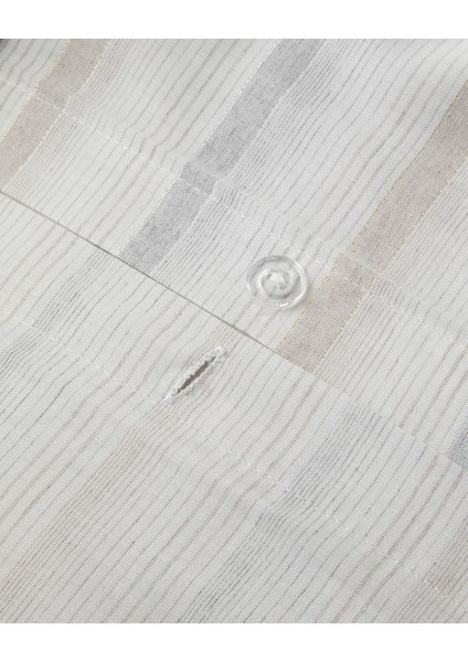 Glint Stripes Ipliği Boyalı Tek Kişilik Nevresim Takımı 160X220 cm Bej-Gri