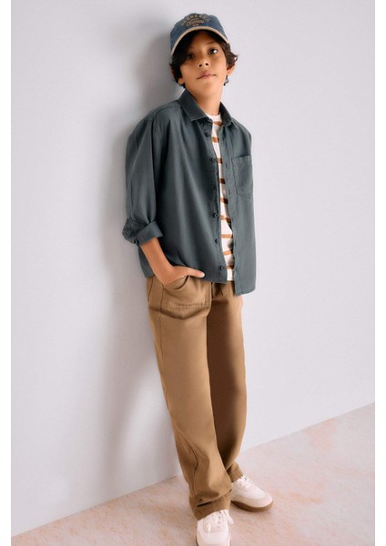 Erkek Çocuk Loose Fit Standart Paça Gabardin Pantolon G1865A825AU